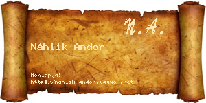 Náhlik Andor névjegykártya